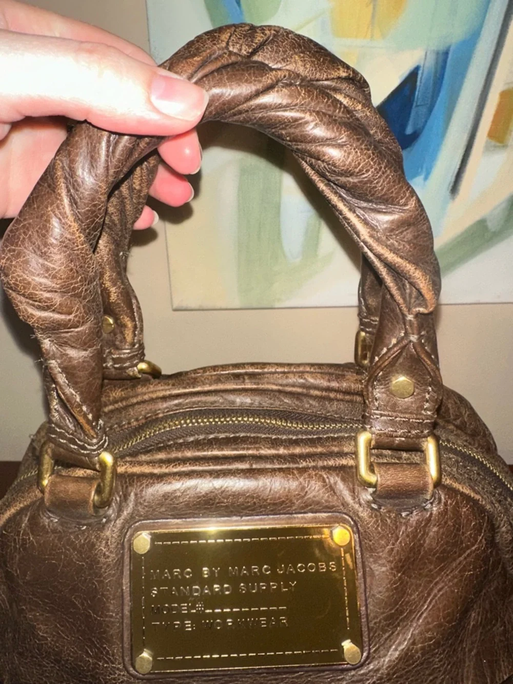 Marc by Marc Jacobs Brown Leather Dome Satchel with Gold Plaqueđ€ - Picture 7 of 9